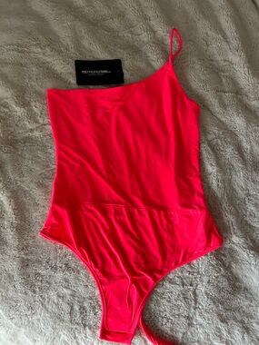 PrettyLittleThing Neon Pink One-Shoulder Bodysuit